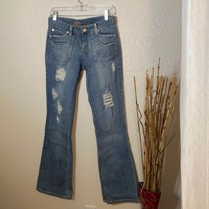 Streetwear||y2k||boho||alt|| bedazzled, distressed, flare/bootcut jeans (long)